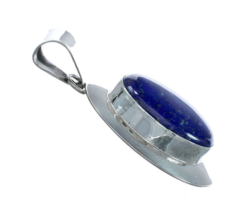 Native American Navajo Lapis Sterling Silver Oval Pendant NN20536